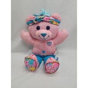 2005 Jacks Pacific Doodle Bear Stuffed Animal Plush 12" Pink Blue Penny